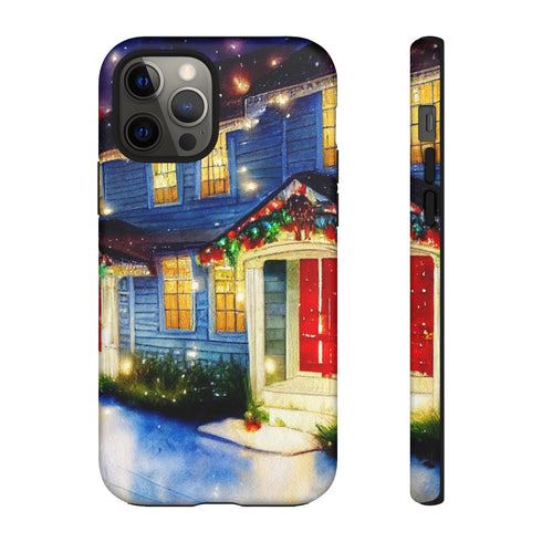 Festive Christmas Decorations on a Row of Townhomes - Impact Resistant Phone Case iPhone 12 Pro Matte